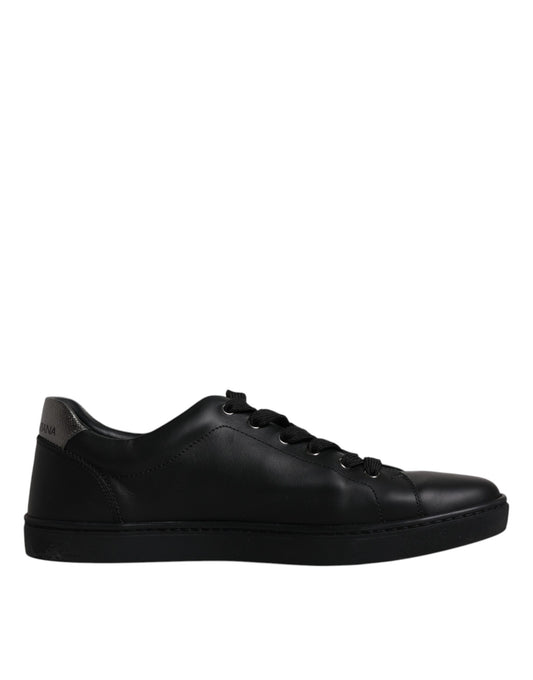 Dolce &amp; Gabbana Black Leather London Heart Men Sneakers Shoes