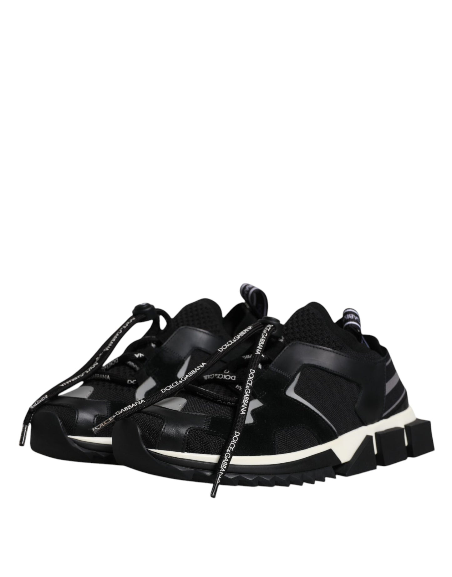 Dolce & Gabbana Schwarz Weiß Logo Sorrento Herren Turnschuhe Schuhe