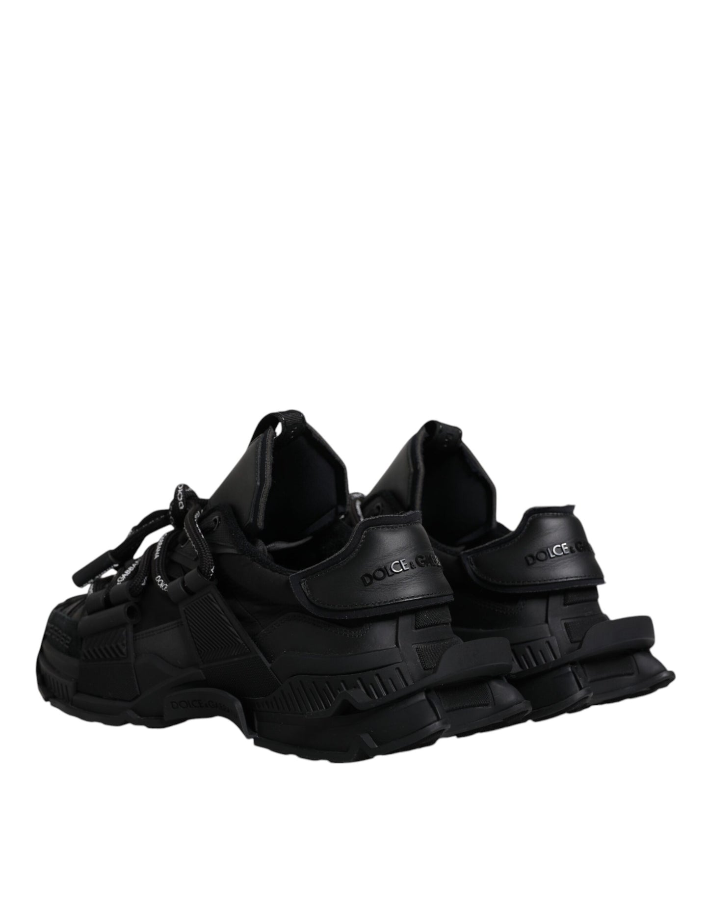 Dolce &amp; Gabbana Black Low Top Space Lace Up Sneakers Shoes