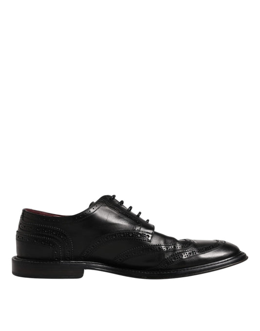 Dolce & Gabbana Schwarzes Leder Derby Wingtip Formelle Schuhe