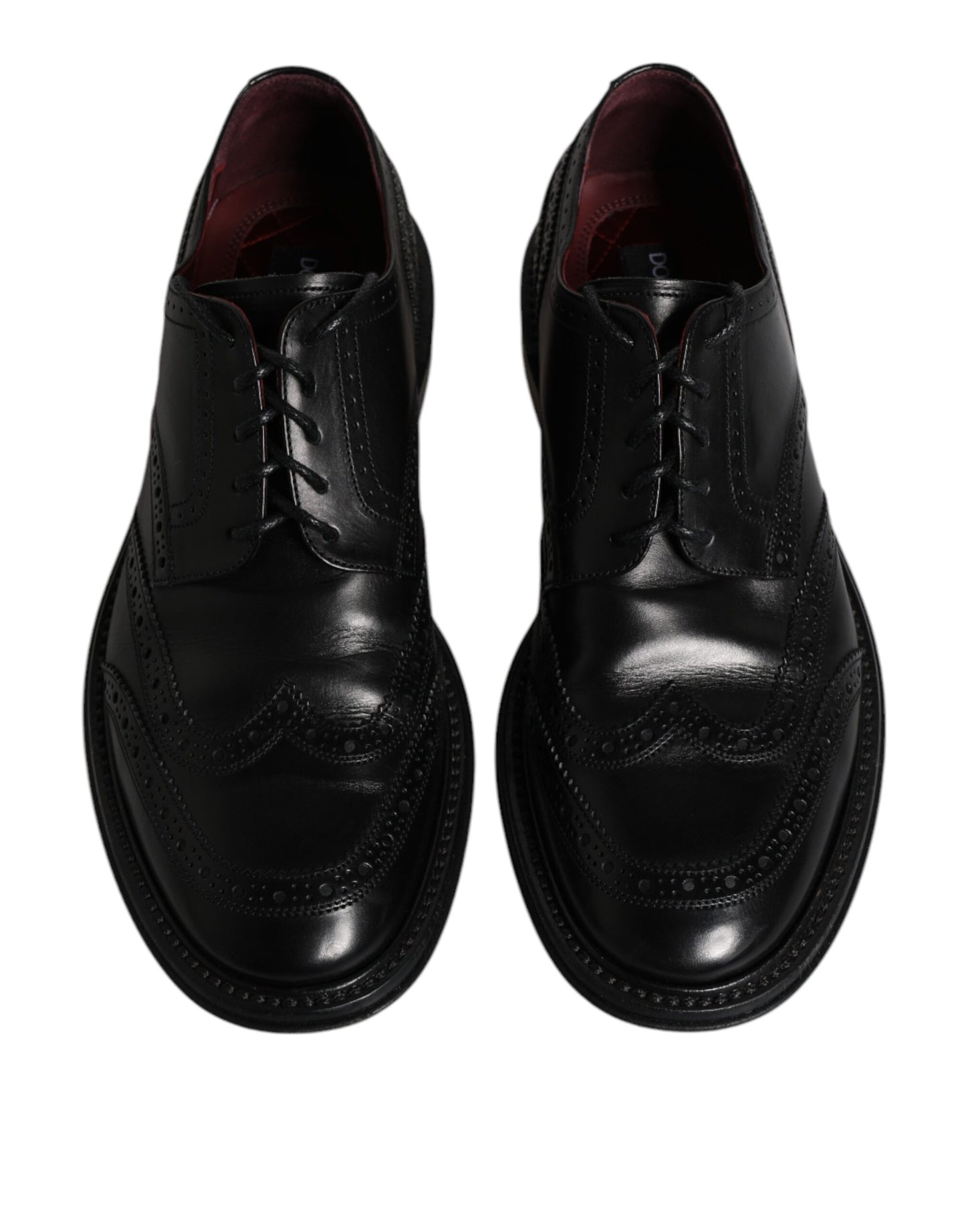 Dolce & Gabbana Schwarzes Leder Derby Wingtip Formelle Schuhe