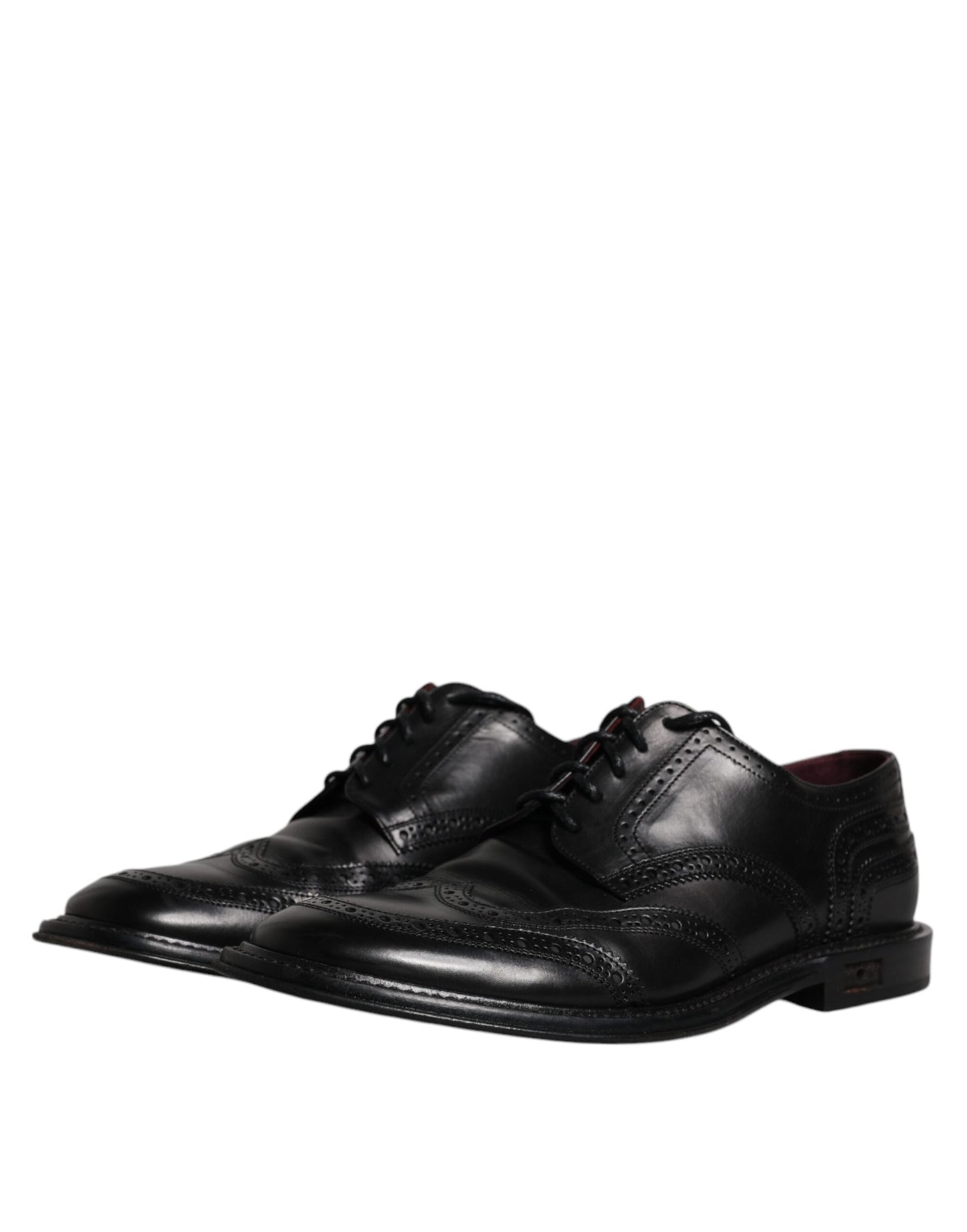 Dolce & Gabbana Schwarzes Leder Derby Wingtip Formelle Schuhe