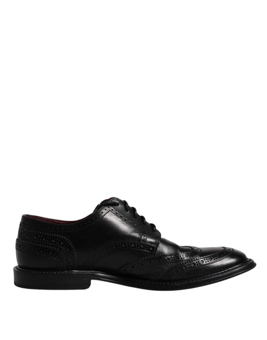 Dolce & Gabbana Schwarzes Leder Derby Wingtip Formelle Schuhe