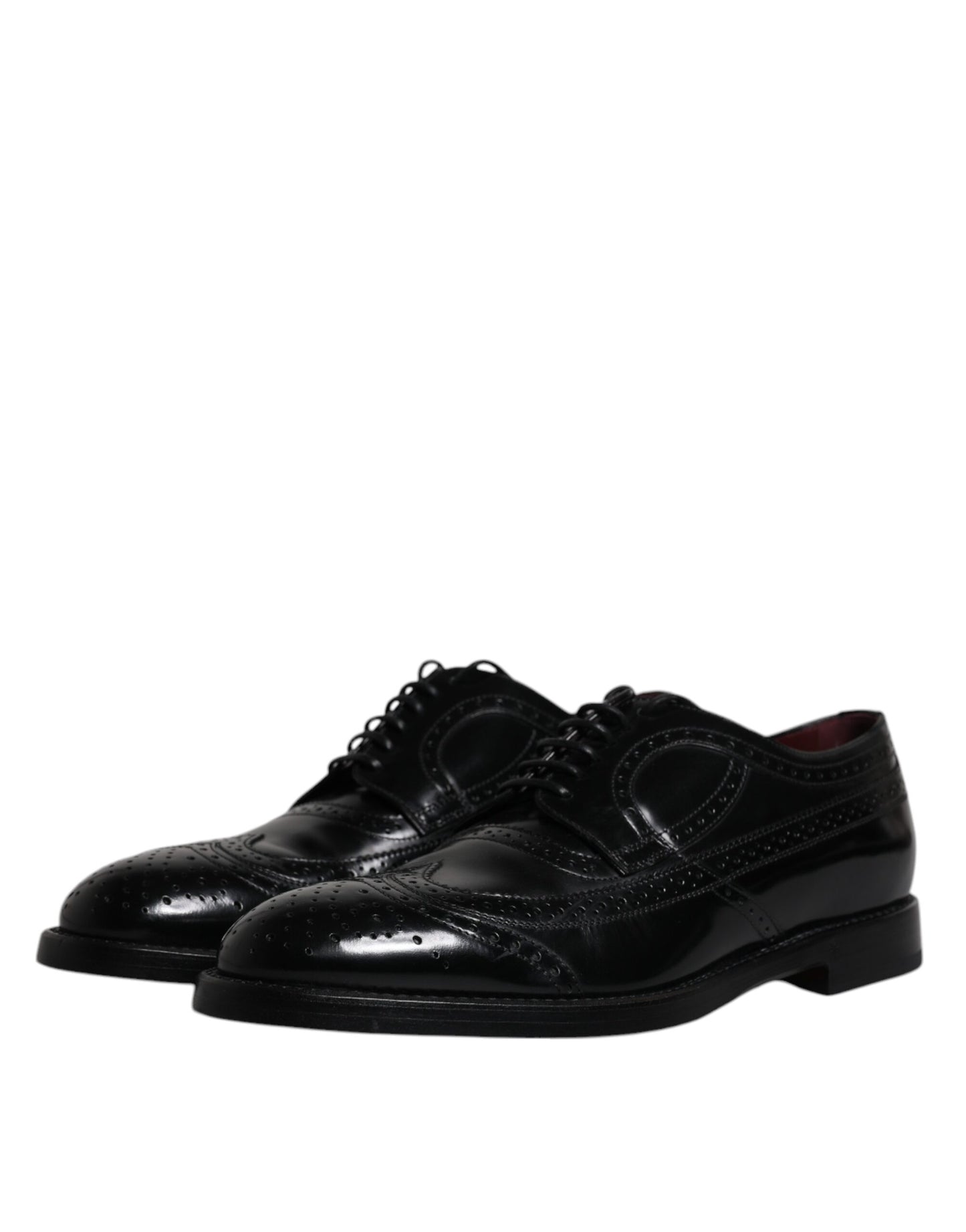 Dolce & Gabbana Schwarze Leder Derby Wingtip Formelle Schuhe