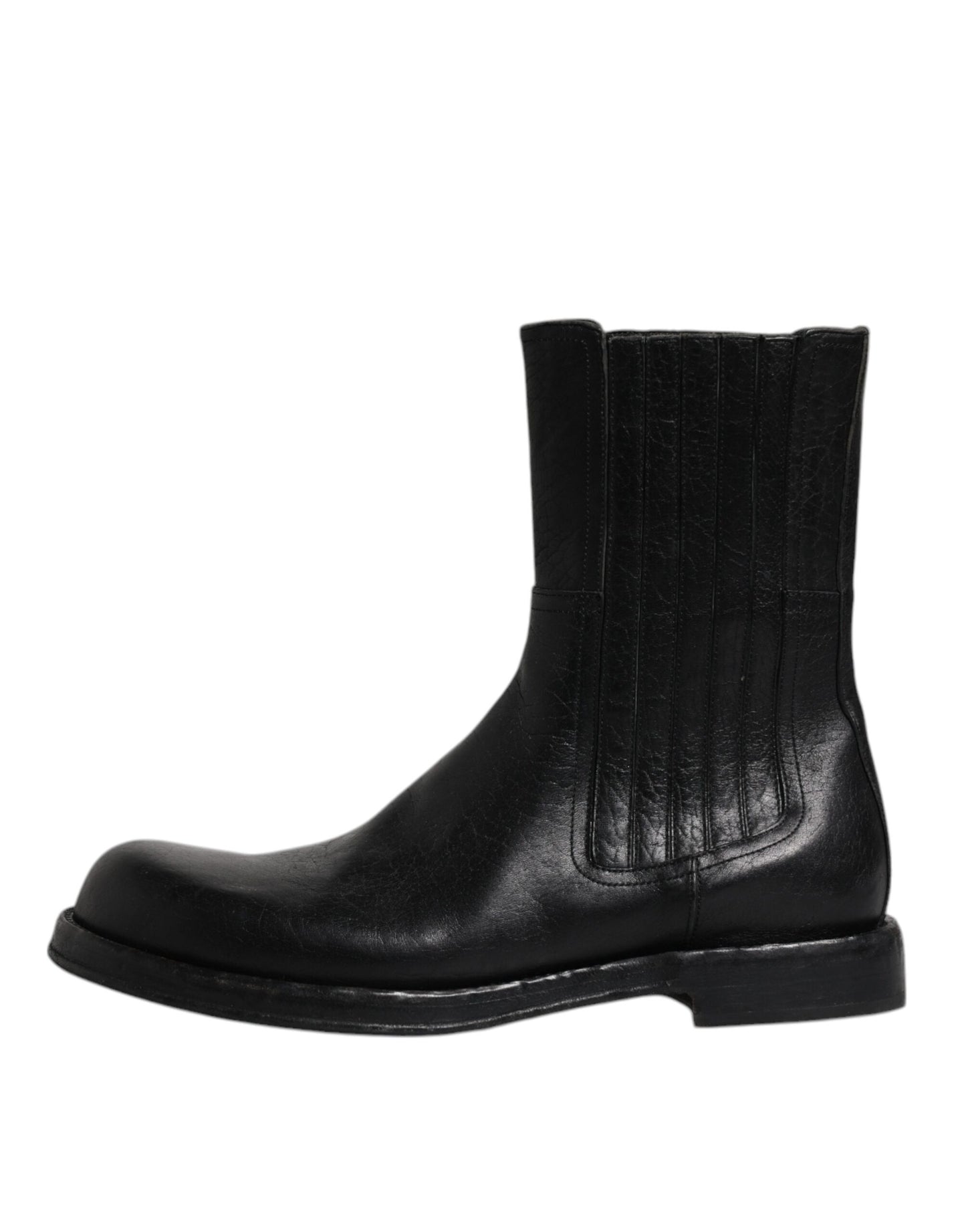 Dolce & Gabbana Schwarzes Pferd Leder Mid Calf Stiefel Schuhe