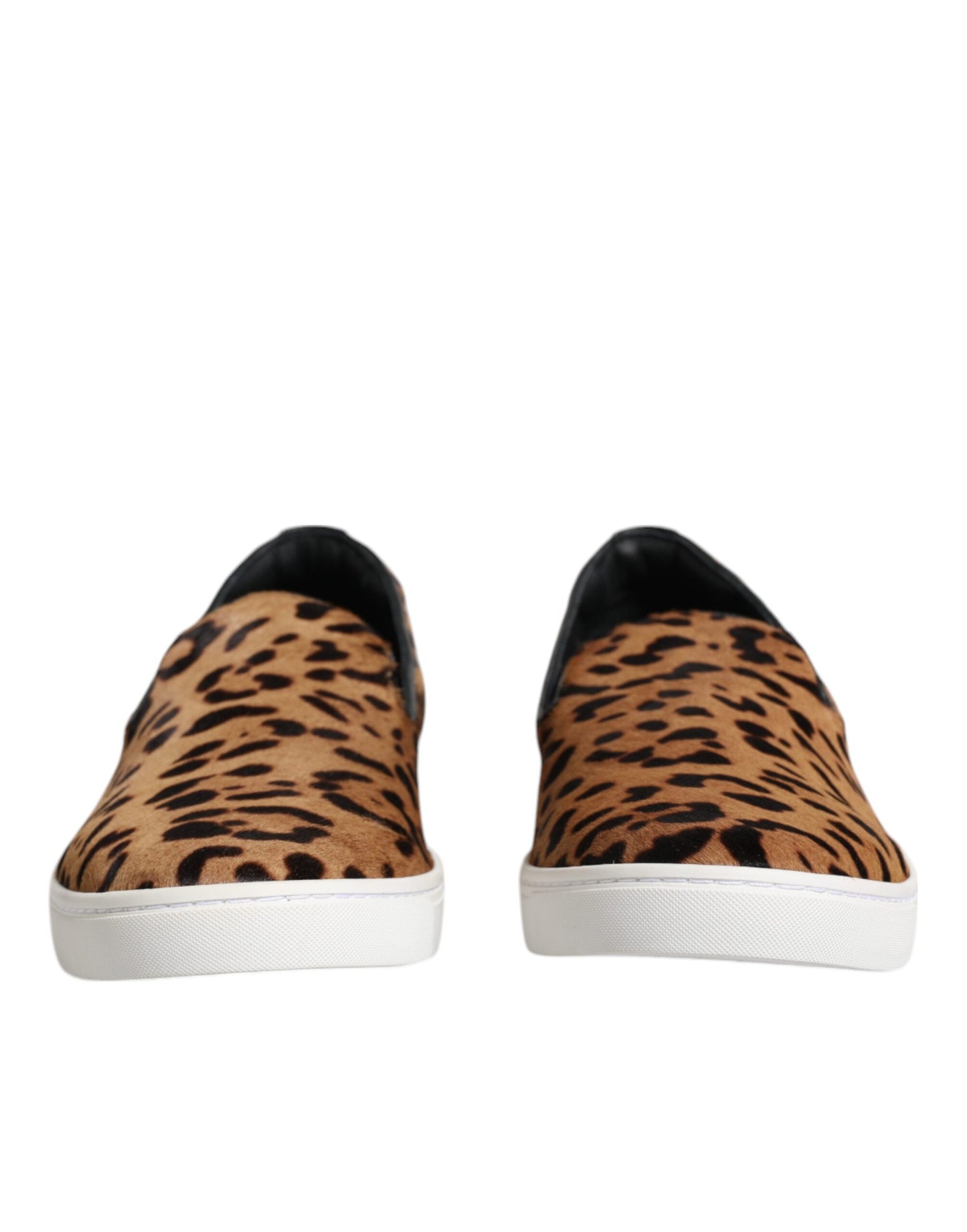 Dolce & Gabbana Braun Kalbsleder Pelz Leopard Männer Turnschuhe Schuhe