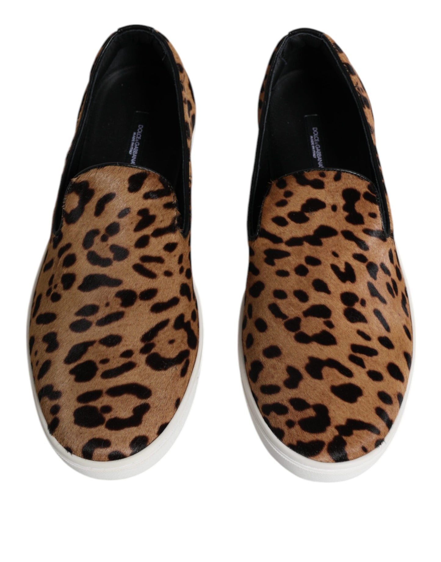 Dolce & Gabbana Braun Kalbsleder Pelz Leopard Männer Turnschuhe Schuhe