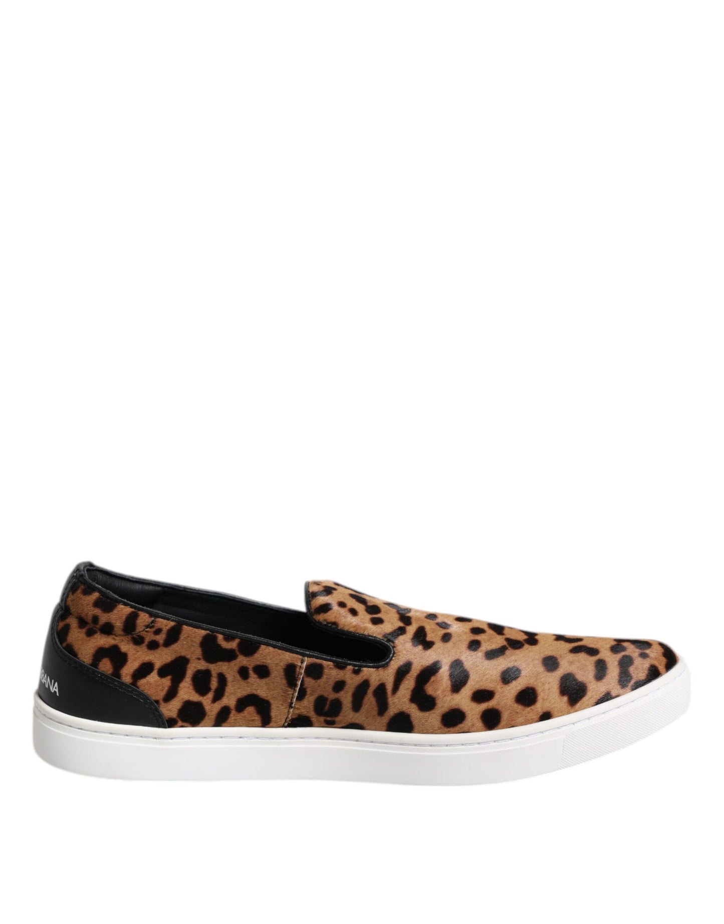 Dolce & Gabbana Braun Kalbsleder Pelz Leopard Männer Turnschuhe Schuhe