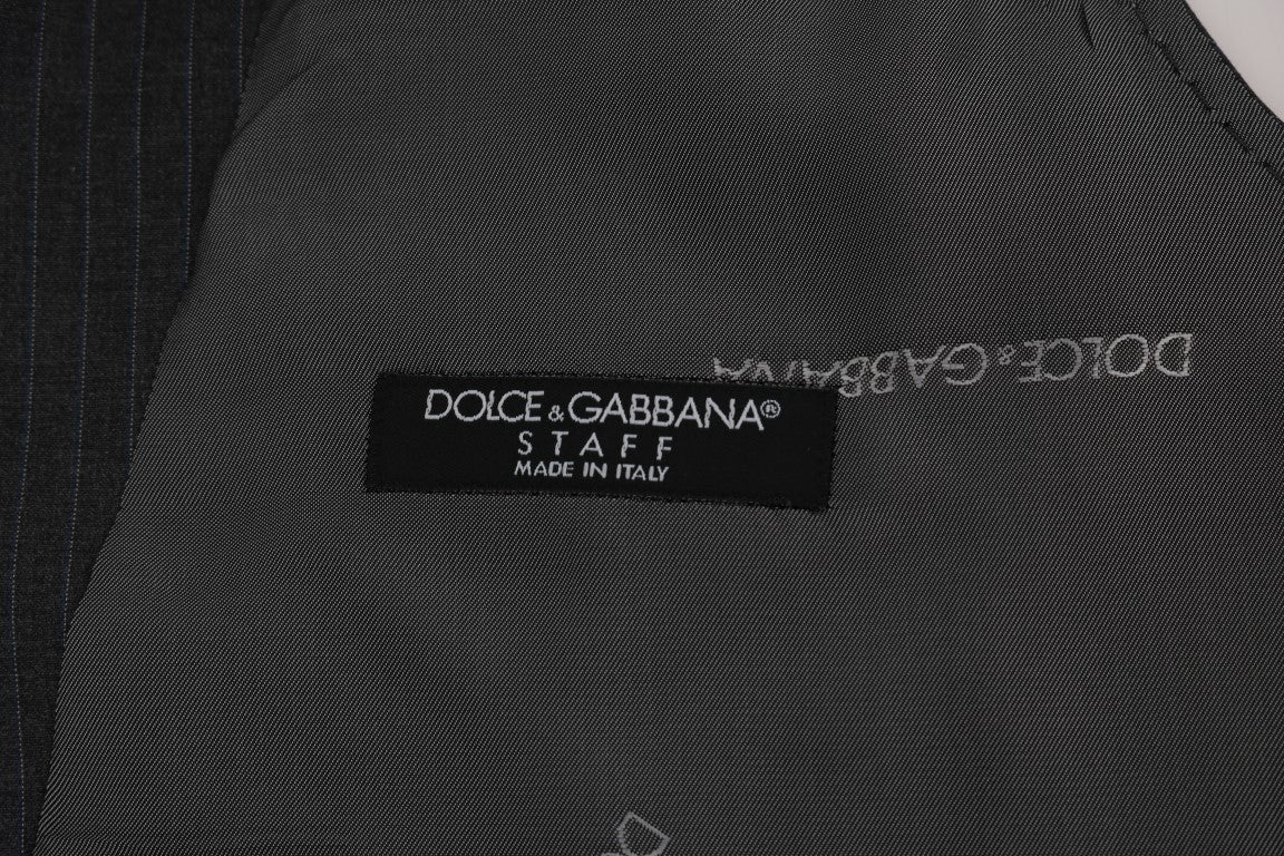 Dolce &amp; Gabbana Elegant Gray Striped Vest Waistcoat