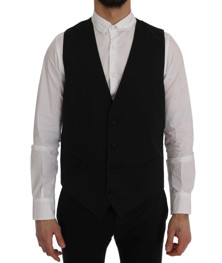 Dolce &amp; Gabbana Simple Black Single Breasted Vest