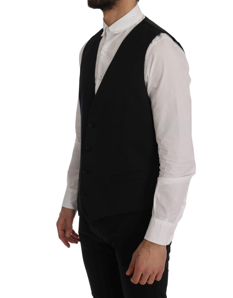 Dolce &amp; Gabbana Simple Black Single Breasted Vest