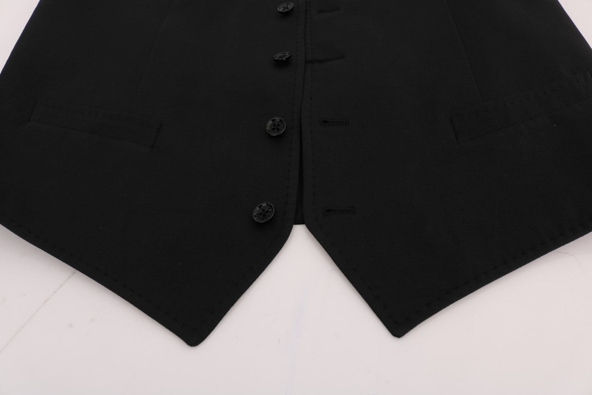 Dolce &amp; Gabbana Simple Black Single Breasted Vest