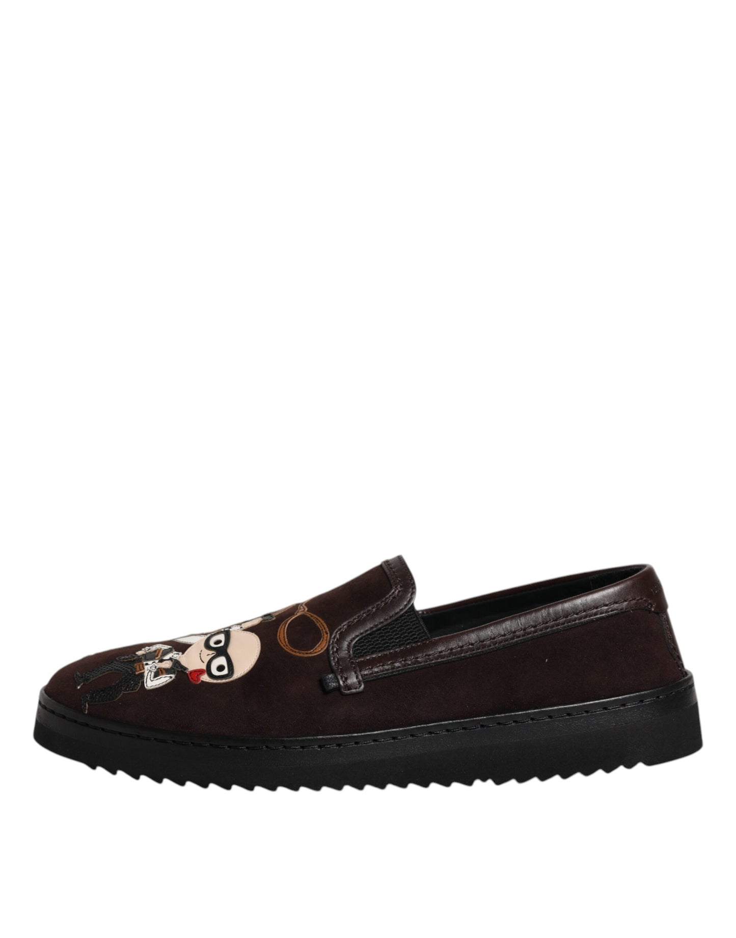 Dolce & Gabbana Braun Wildleder DG Familie Slip On Flats Schuhe