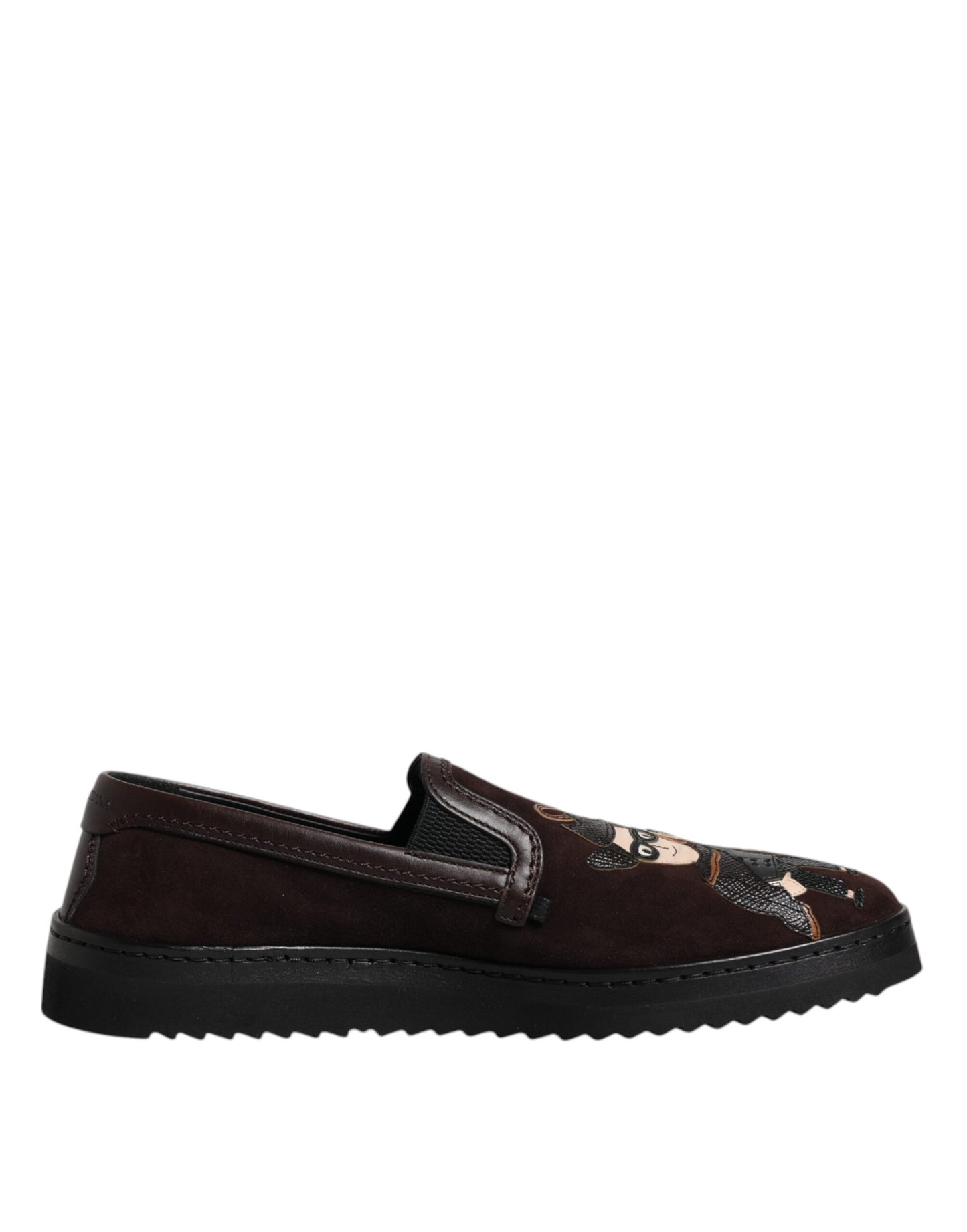 Dolce & Gabbana Braun Wildleder DG Familie Slip On Flats Schuhe