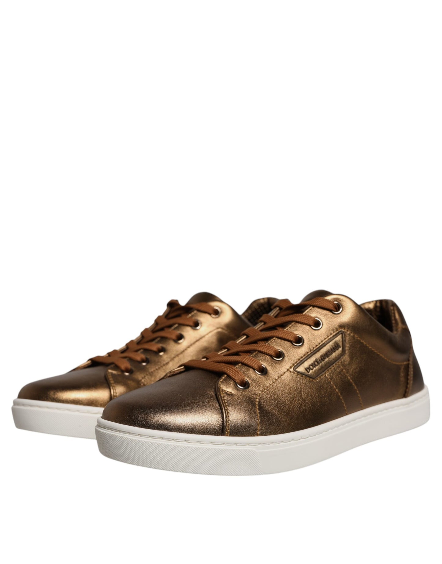 Dolce & Gabbana Gold Leder Logo London Herren Sneaker Schuhe