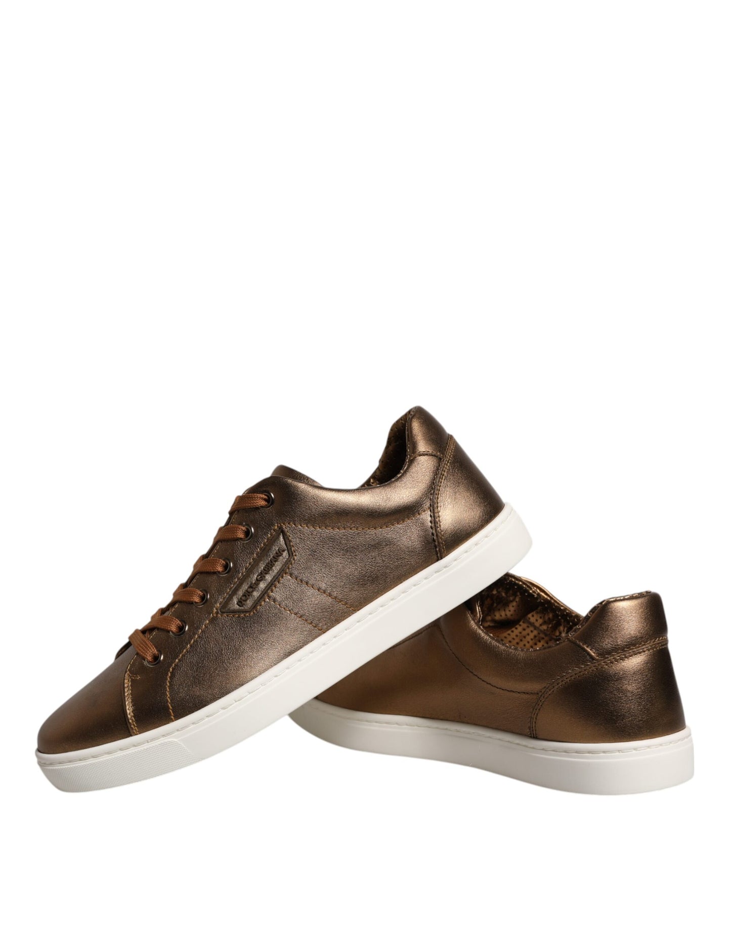 Dolce & Gabbana Gold Leder Logo London Herren Sneaker Schuhe