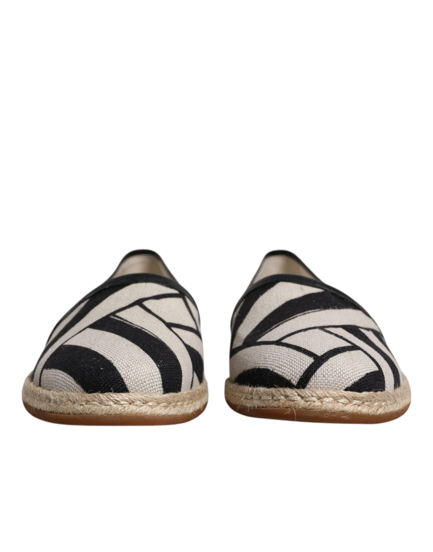 Dolce & Gabbana Schwarz Weiß Streifen Slip On Espadrille Schuhe