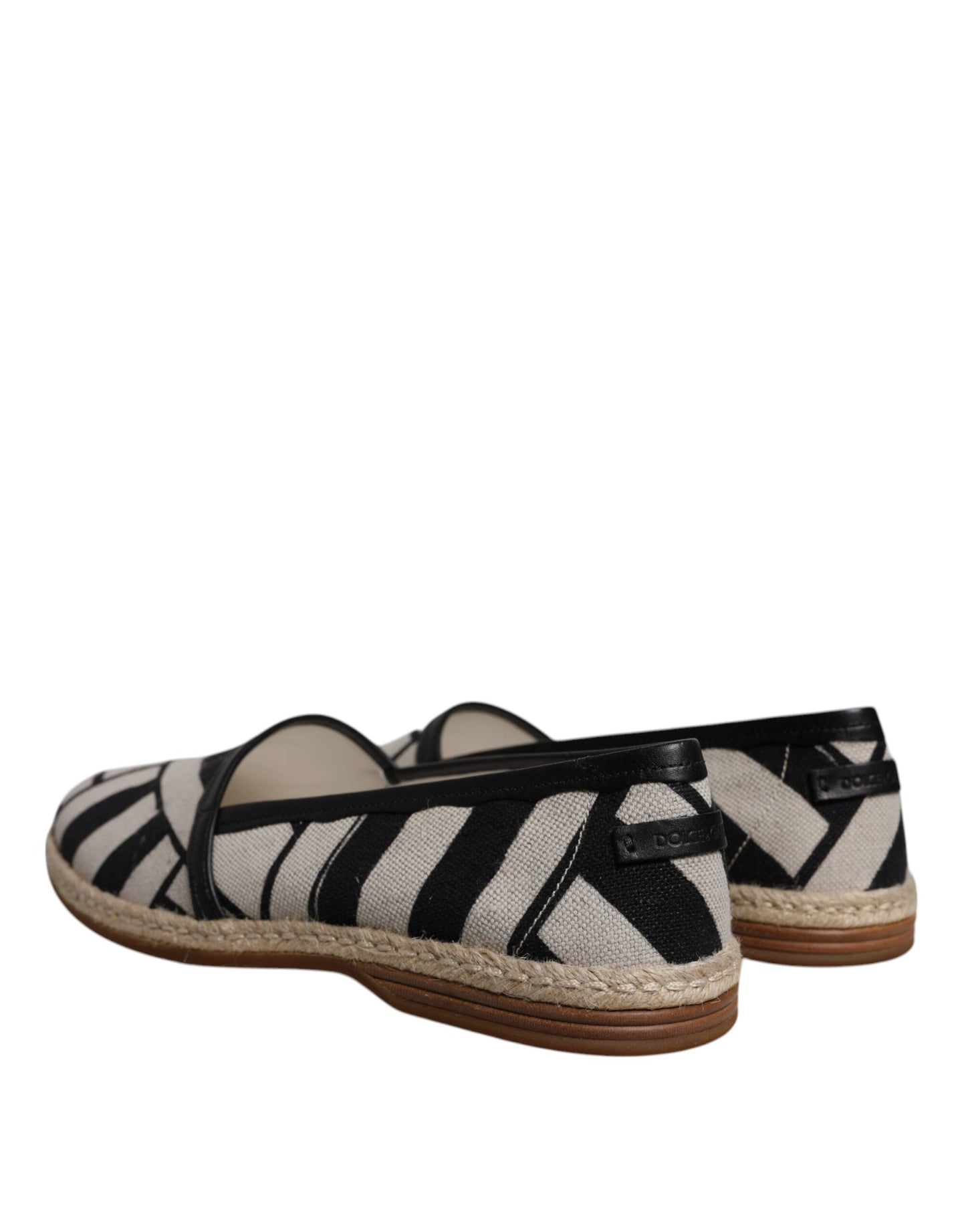 Dolce & Gabbana Schwarz Weiß Streifen Slip On Espadrille Schuhe