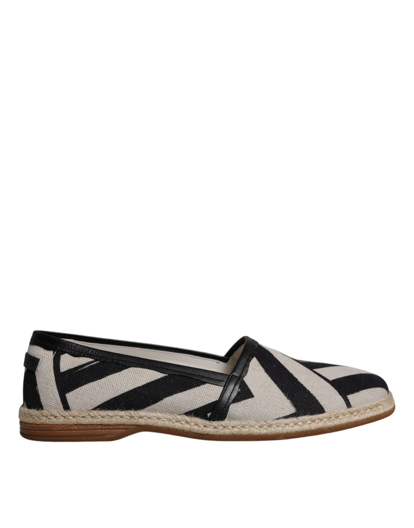 Dolce & Gabbana Schwarz Weiß Streifen Slip On Espadrille Schuhe