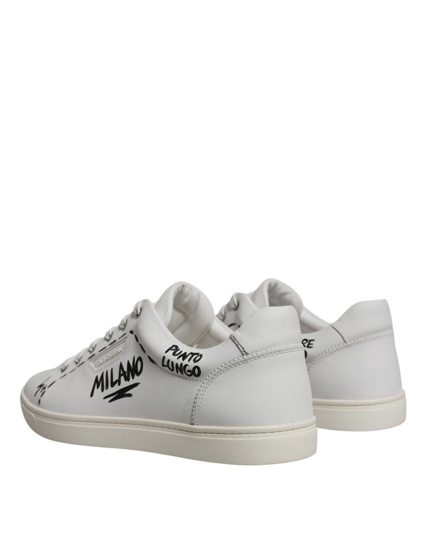 Dolce & Gabbana Weiß Leder Milano Low Top Turnschuhe Schuhe