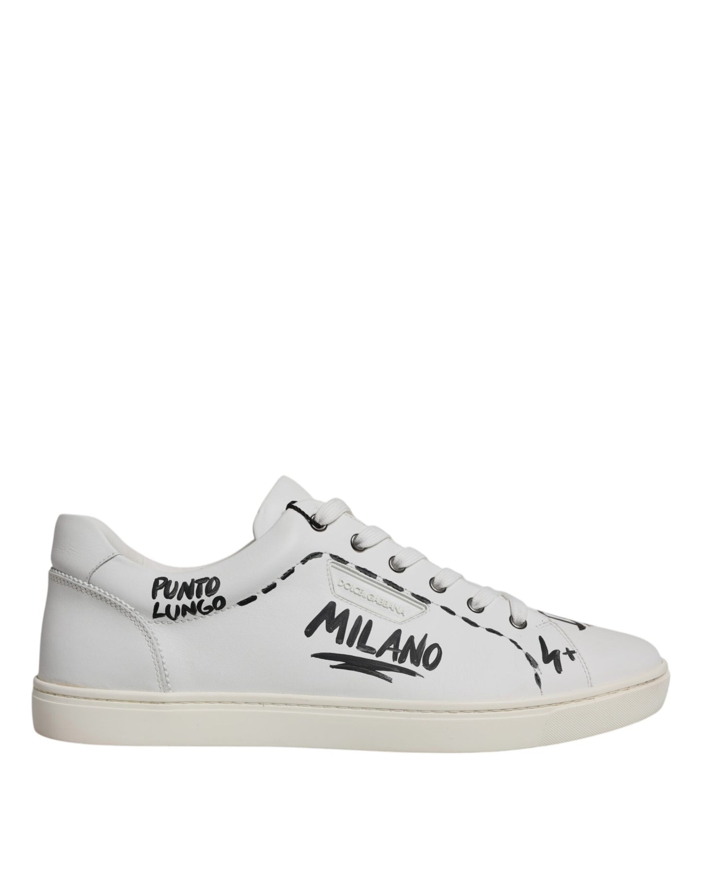 Dolce & Gabbana Weiß Leder Milano Low Top Turnschuhe Schuhe