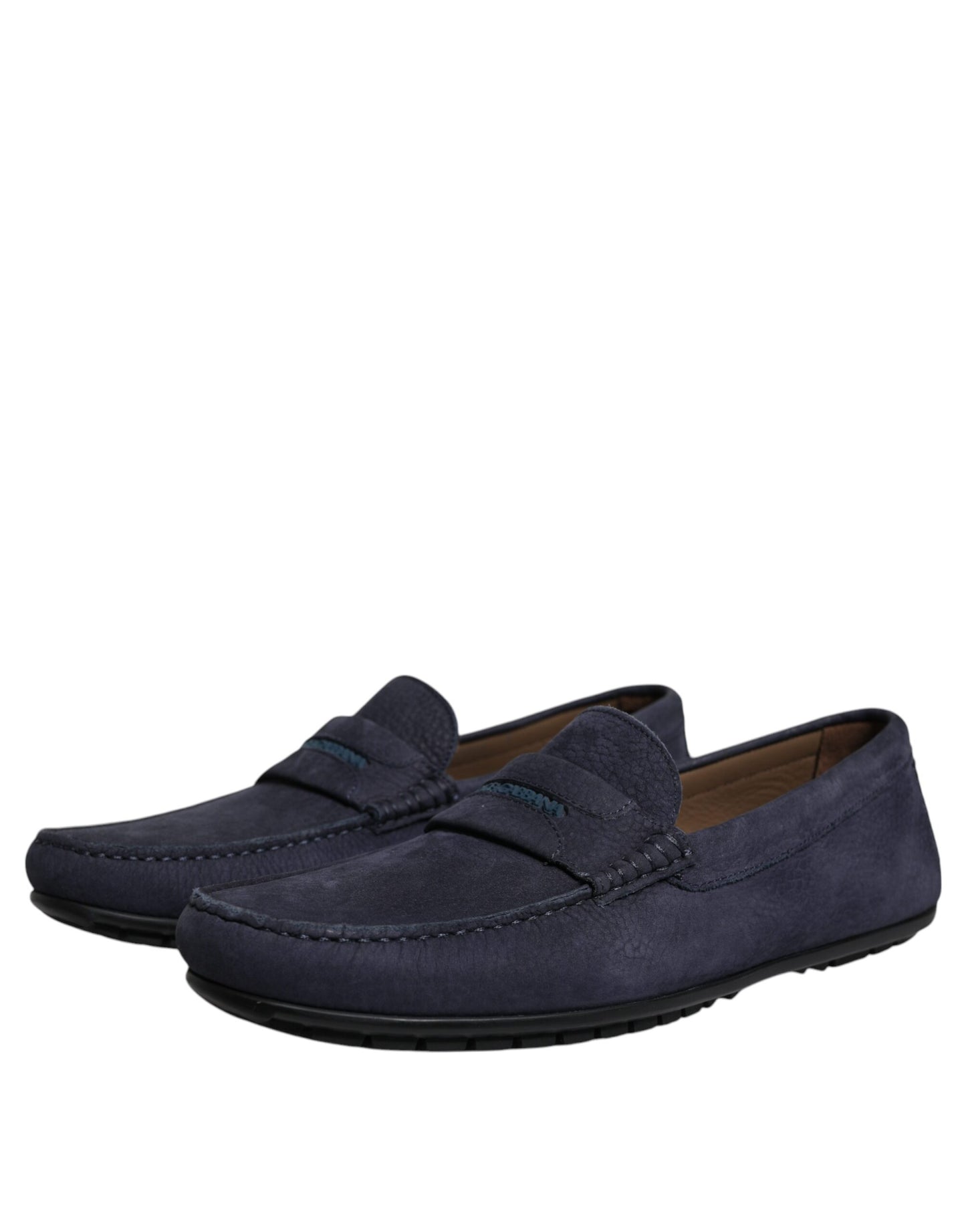 Dolce & Gabbana Blau Kalbsleder Slip On Männer Mokassin Schuhe