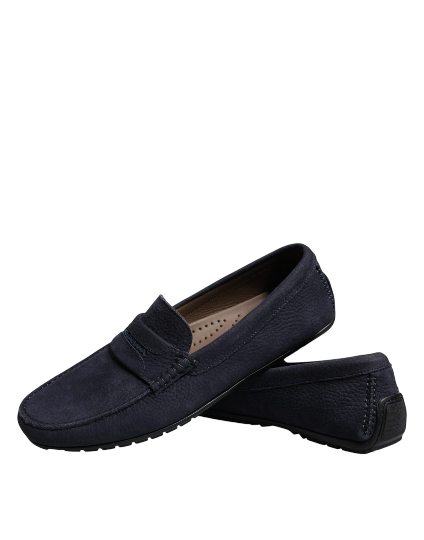 Dolce & Gabbana Blau Kalbsleder Slip On Männer Mokassin Schuhe