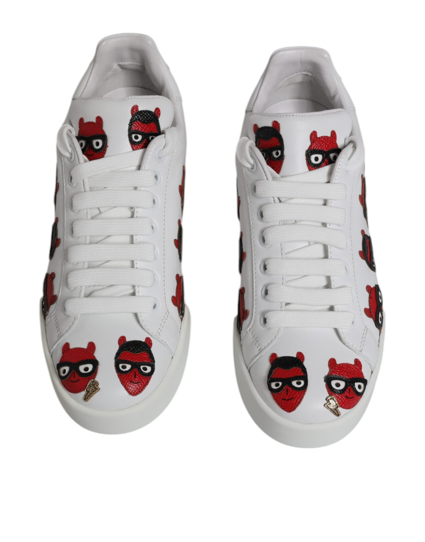 Dolce & Gabbana Weiß Devil Face Portofino Turnschuhe Schuhe