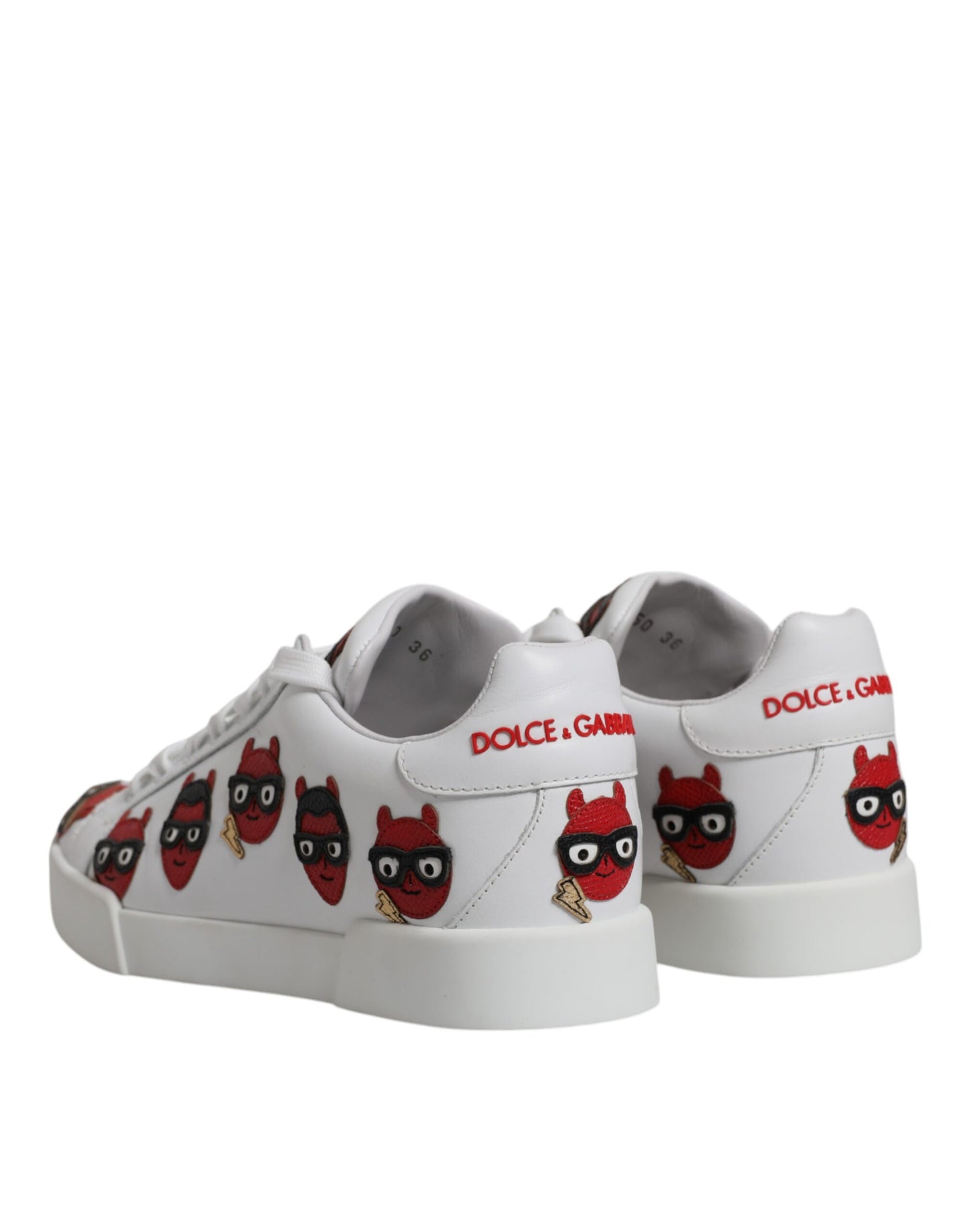 Dolce & Gabbana Weiß Devil Face Portofino Turnschuhe Schuhe