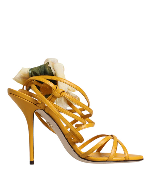 Dolce & Gabbana Orange Blumenapplikation Keira Sandalen Schuhe