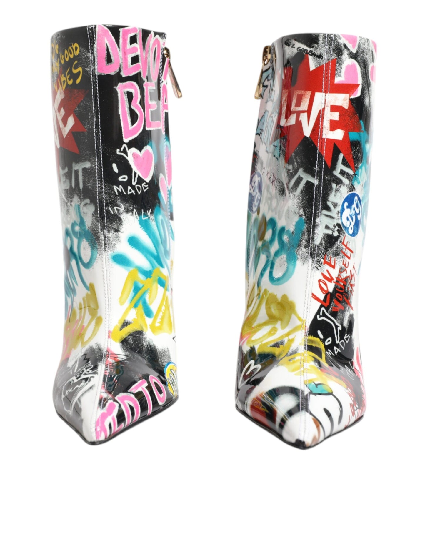 Dolce & Gabbana Multicolor Graffiti Keira Mid Calf Stiefel Schuhe