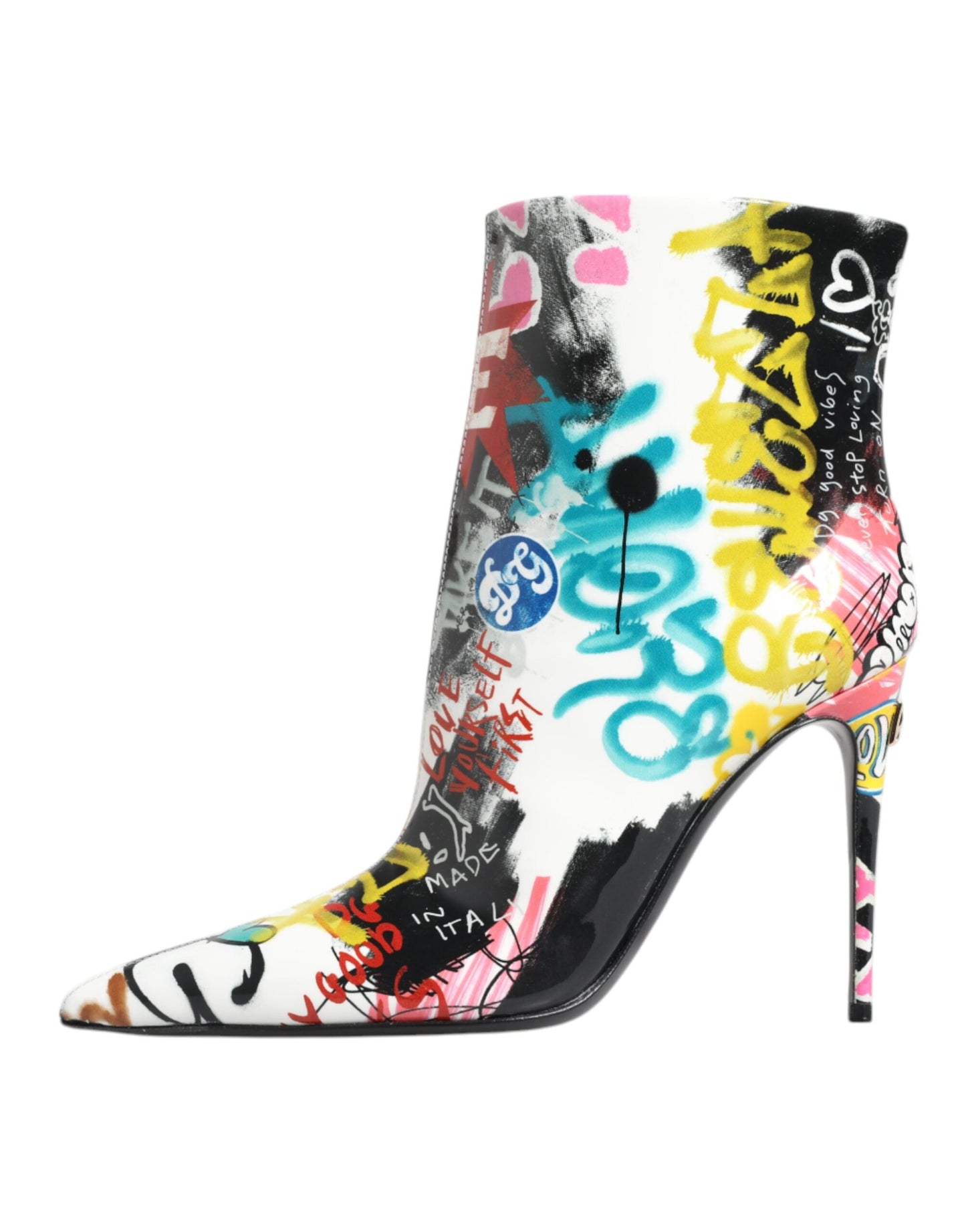 Dolce & Gabbana Multicolor Graffiti Keira Mid Calf Stiefel Schuhe