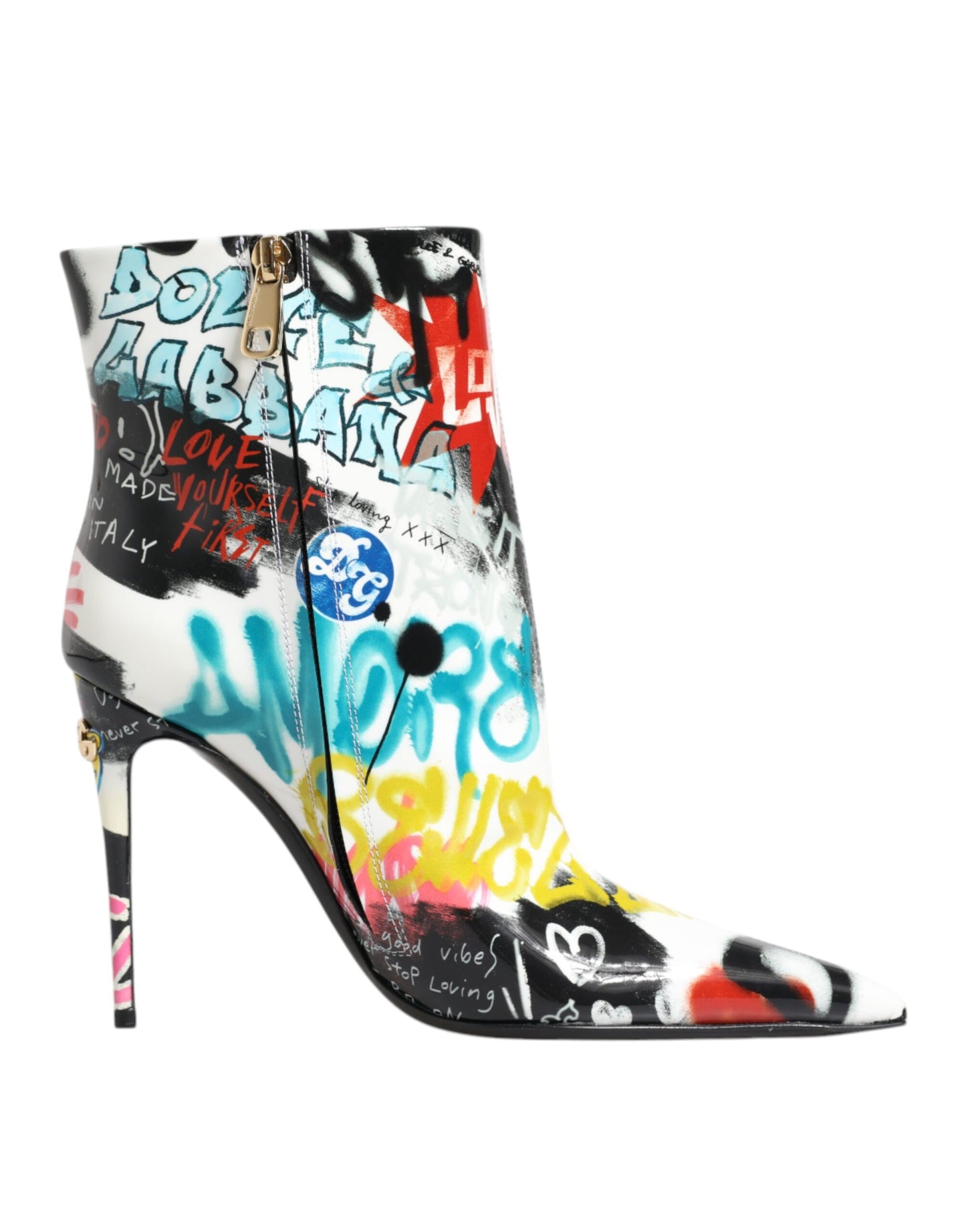 Dolce & Gabbana Multicolor Graffiti Keira Mid Calf Stiefel Schuhe