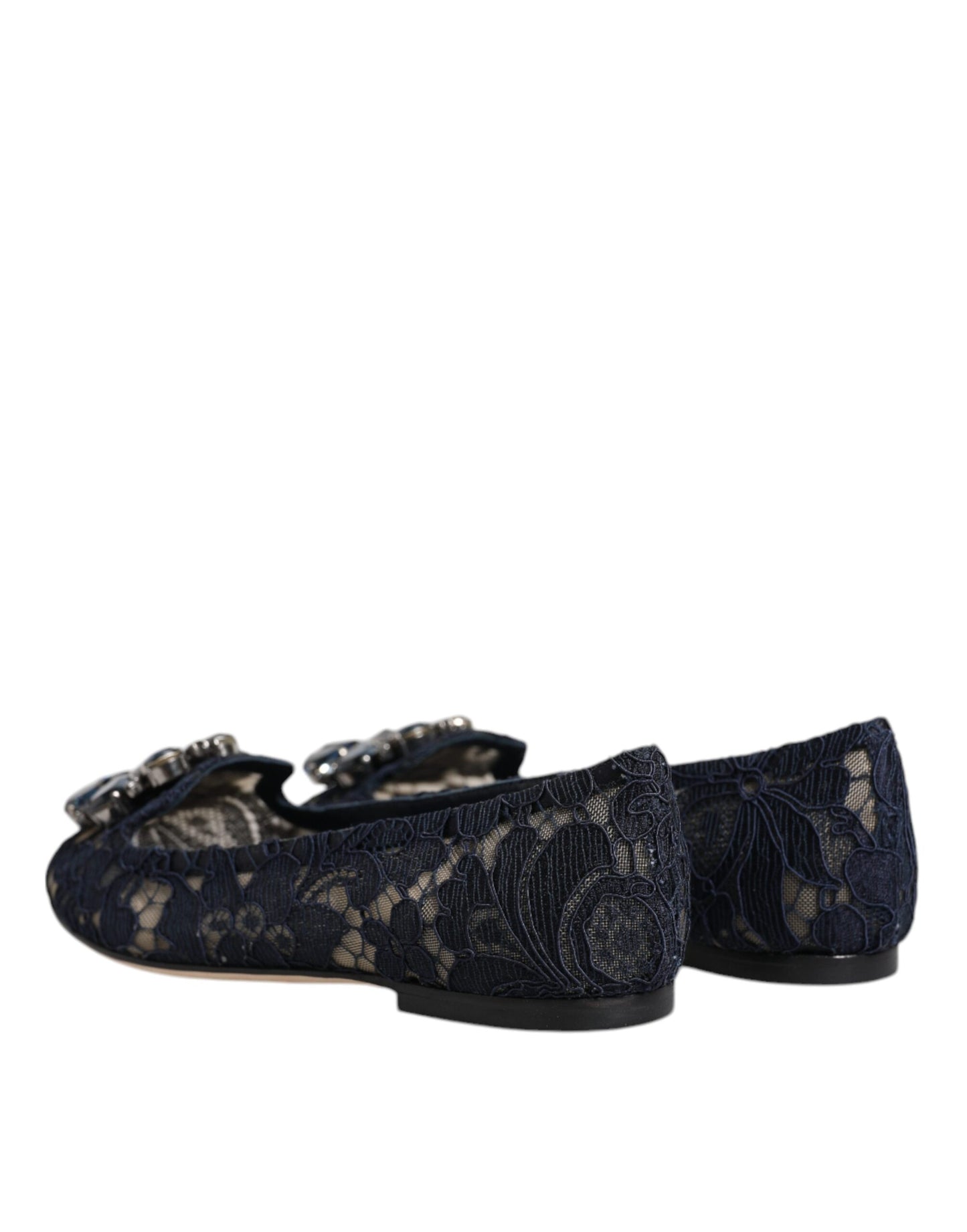 Dolce & Gabbana Blau Taormina Spitze Kristalle Flats Schuhe