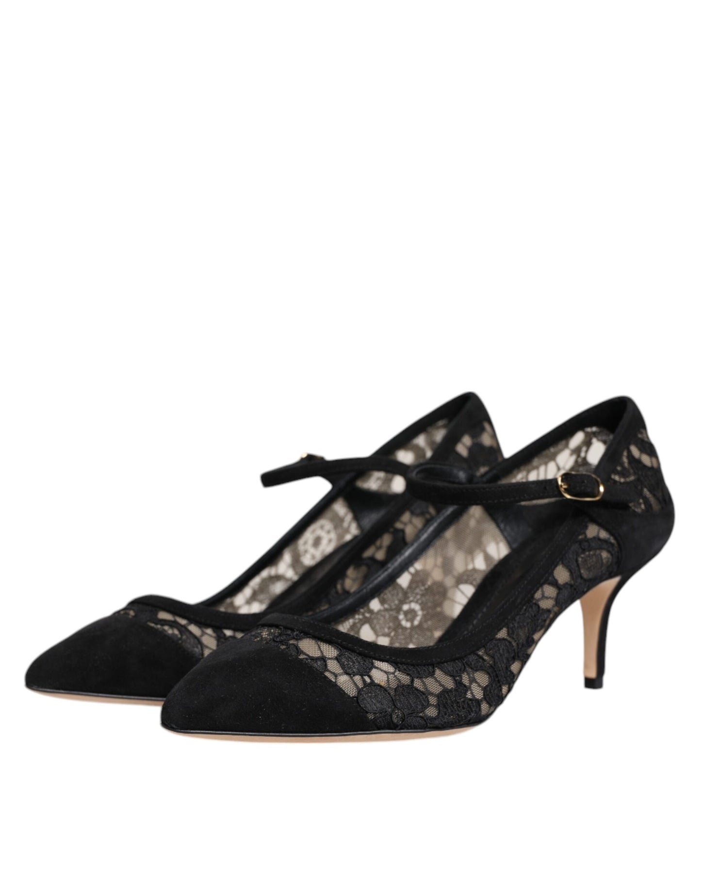 Dolce & Gabbana Schwarz Mary Jane Taormina Spitze Pumps Schuhe