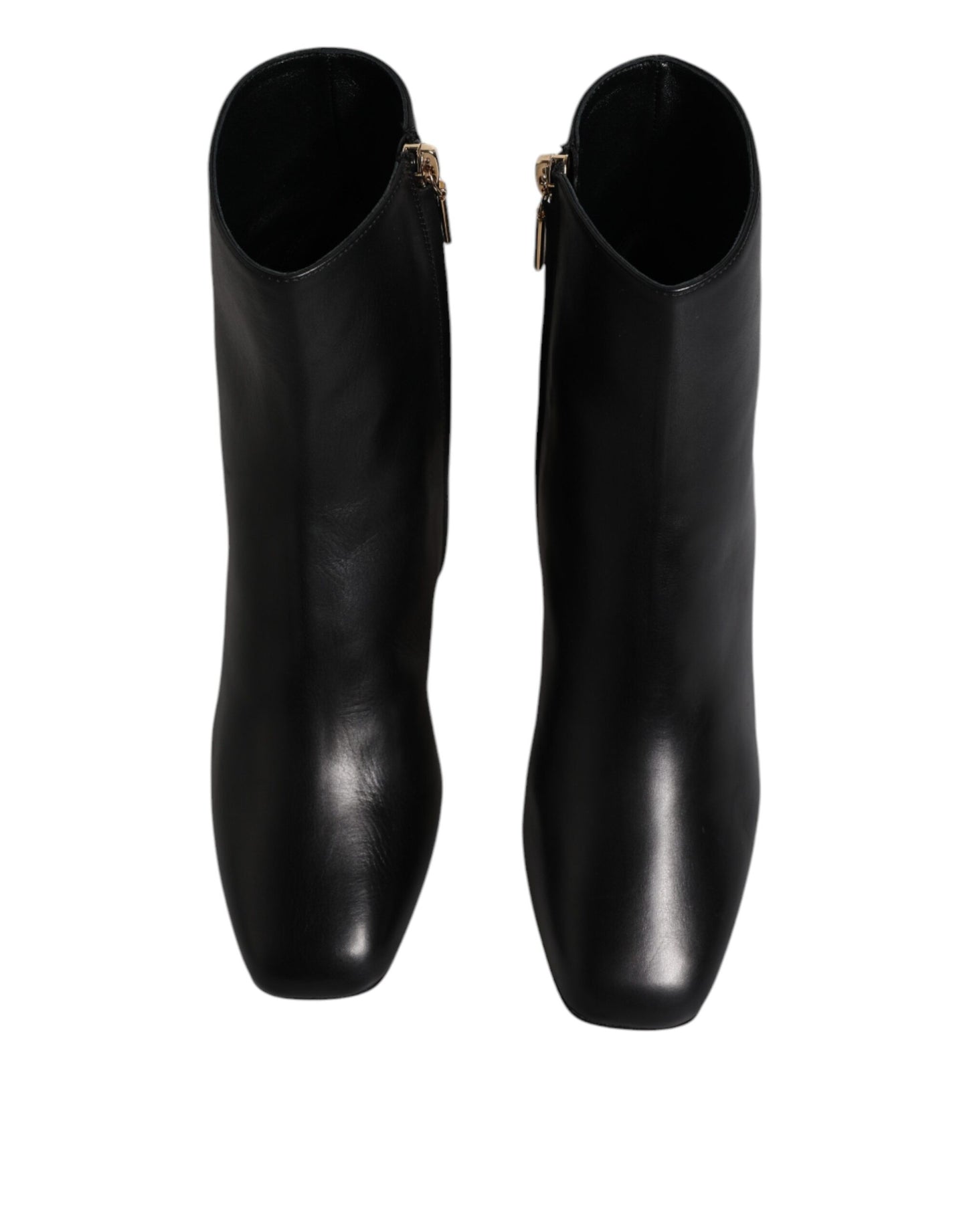 Dolce & Gabbana Schwarze Jackie Leder Mid Calf Stiefel Schuhe