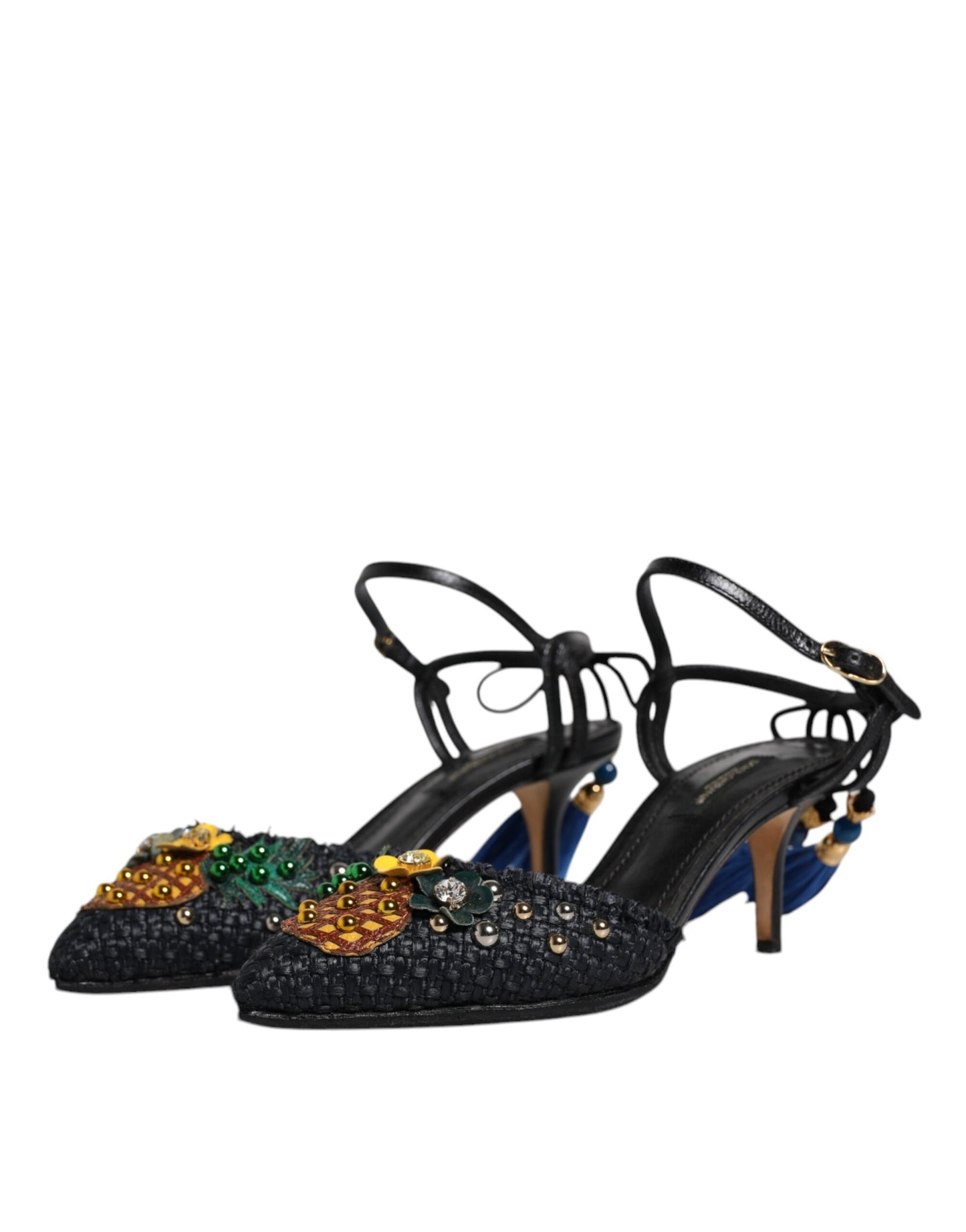 Dolce & Gabbana Schwarz Ananas Bellucci Heels Sandalen Schuhe