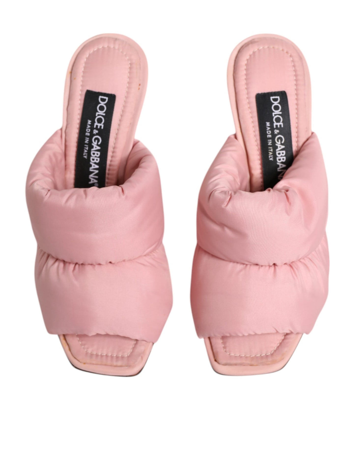 Dolce &amp; Gabbana Pink Quilted DG Heel Slide Sandals Shoes