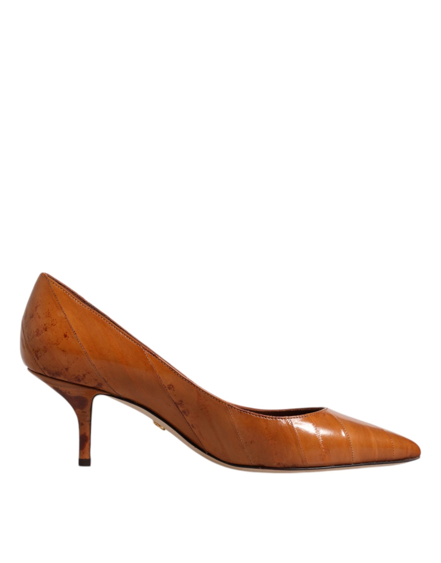 Dolce &amp; Gabbana Brown Leather Kitten Heels Pumps Shoes