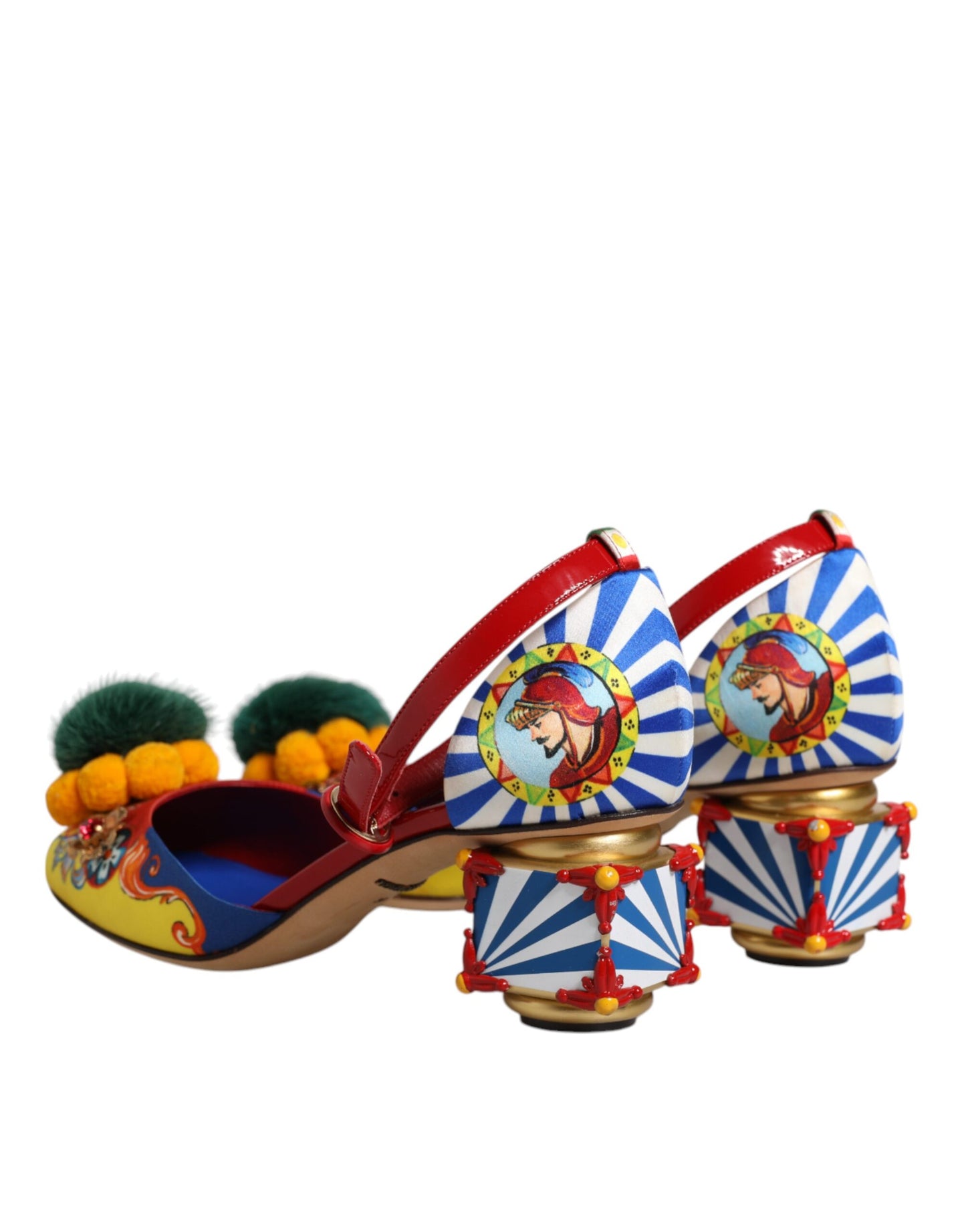 Dolce &amp; Gabbana Multicolor Carretto Crystal Fur Sandals Shoes