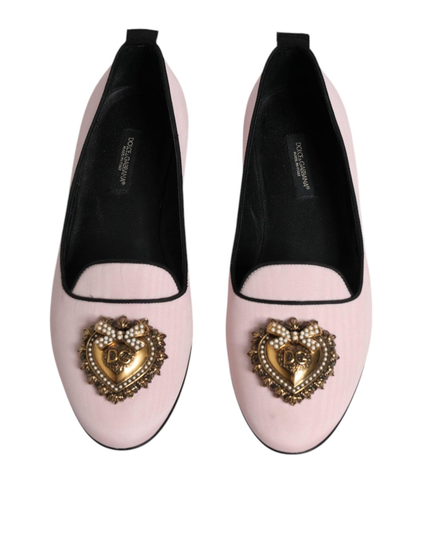 Dolce &amp; Gabbana Light Pink Velvet Slip On Loafers Flats Shoes