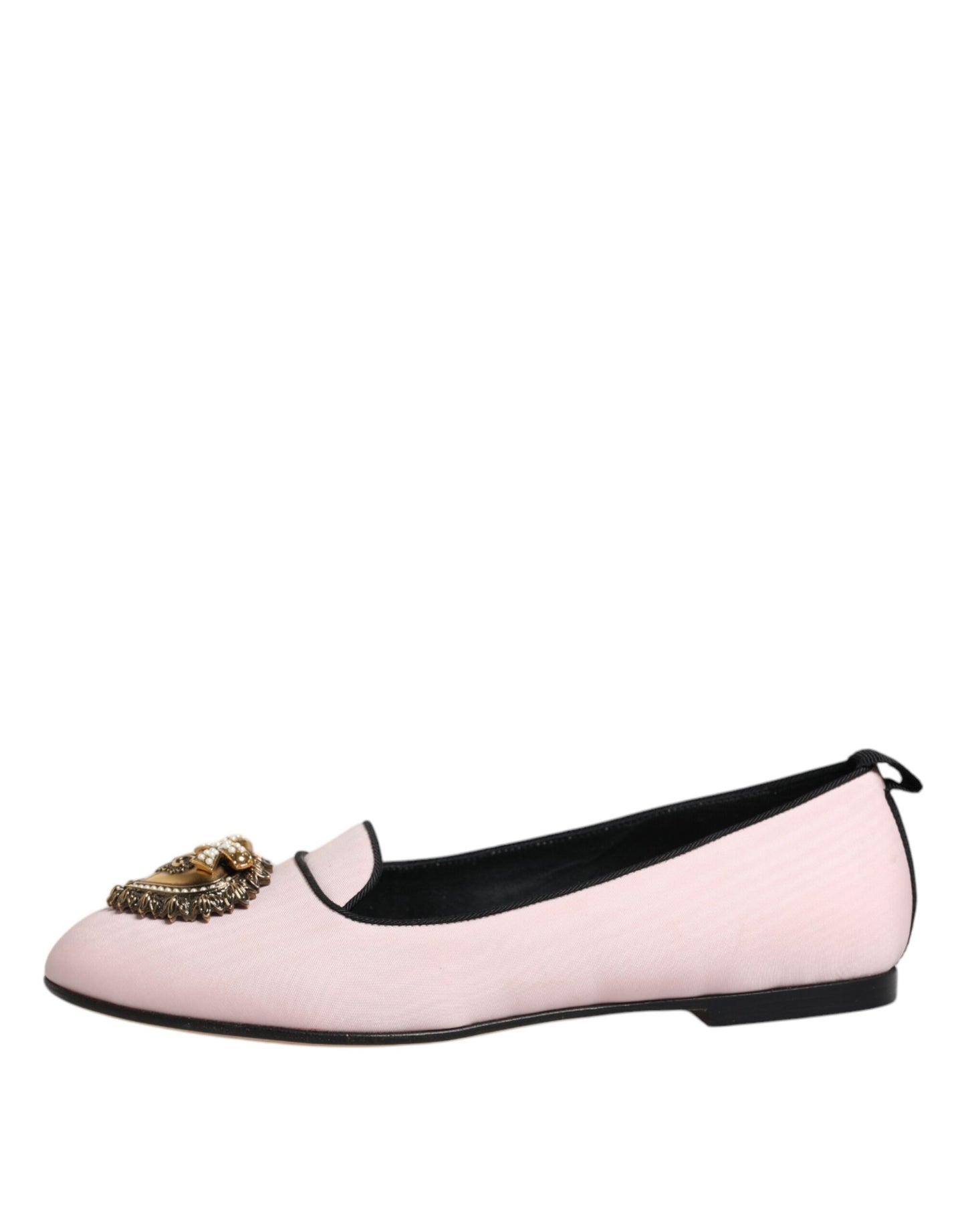 Dolce &amp; Gabbana Light Pink Velvet Slip On Loafers Flats Shoes