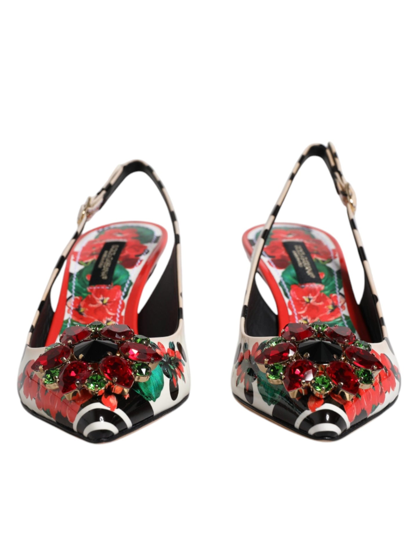 Dolce & Gabbana Multicolor Leder Kristall Absätze Slingback Schuhe