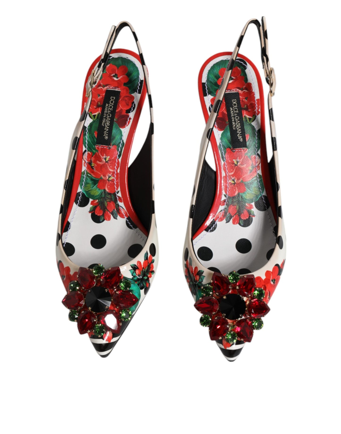 Dolce & Gabbana Multicolor Leder Kristall Absätze Slingback Schuhe