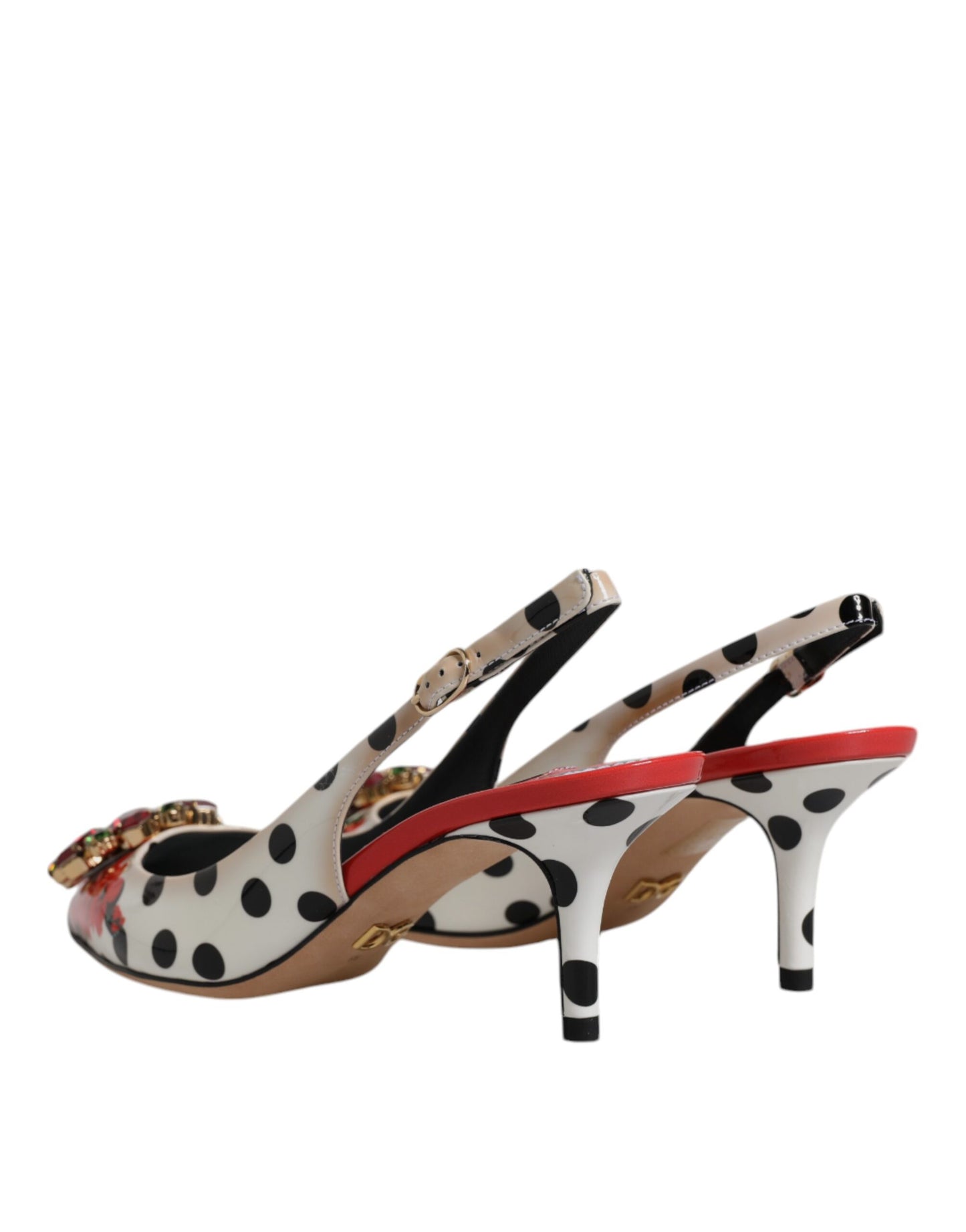 Dolce & Gabbana Multicolor Leder Kristall Absätze Slingback Schuhe