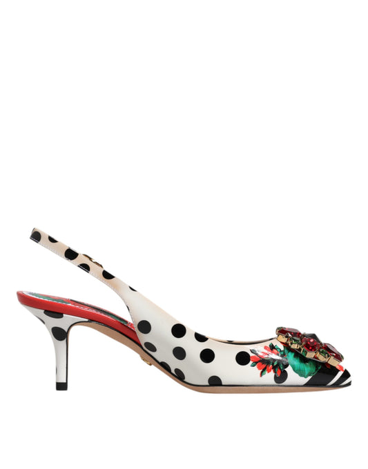 Dolce & Gabbana Multicolor Leder Kristall Absätze Slingback Schuhe