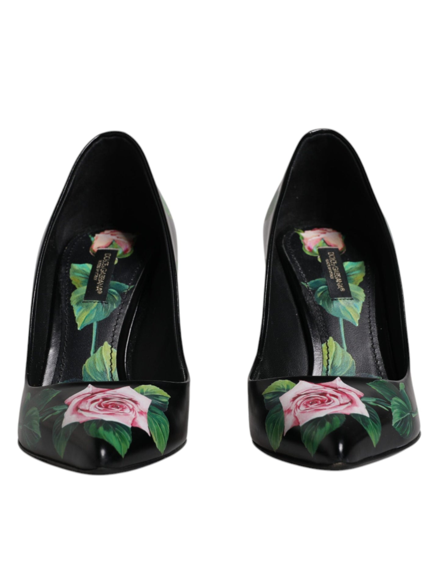 Dolce &amp; Gabbana Black Floral Print High Heels Pumps Shoes