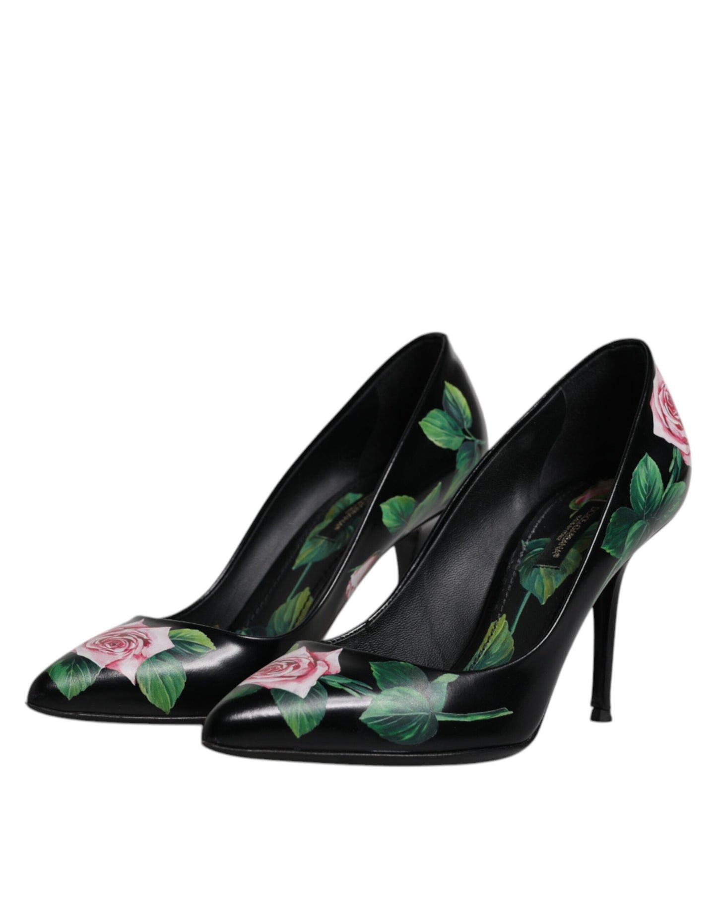 Dolce &amp; Gabbana Black Floral Print High Heels Pumps Shoes