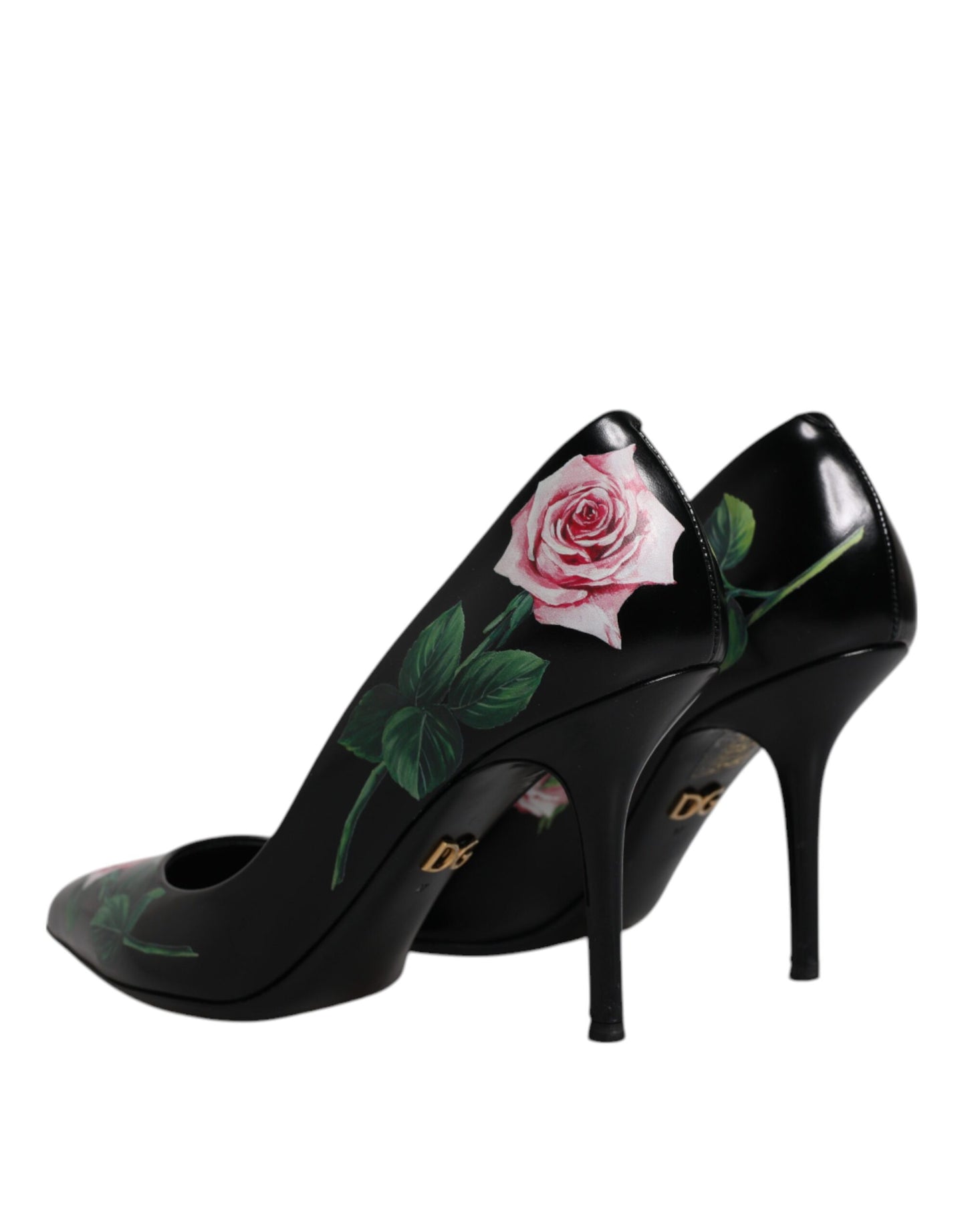 Dolce &amp; Gabbana Black Floral Print High Heels Pumps Shoes