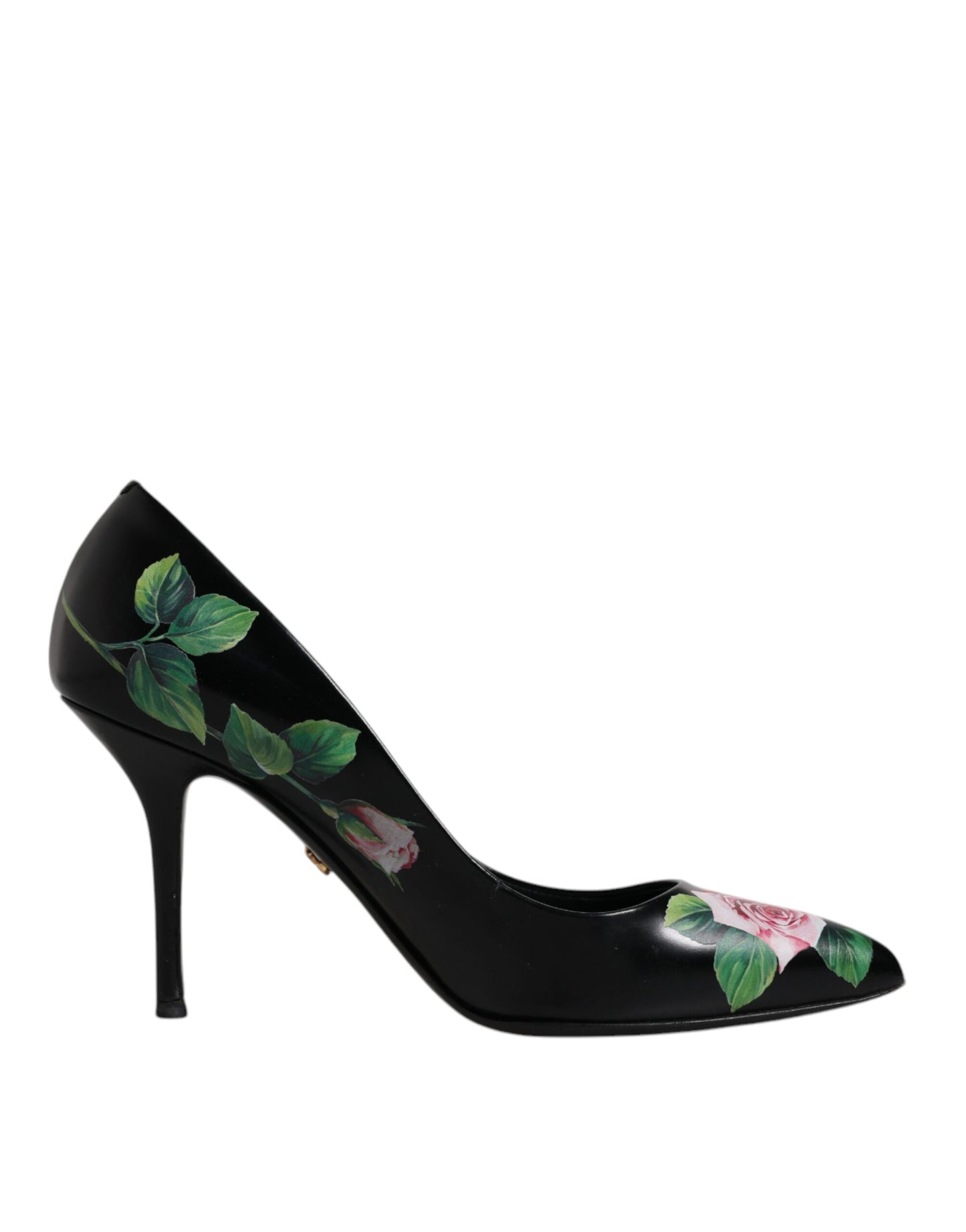 Dolce &amp; Gabbana Black Floral Print High Heels Pumps Shoes